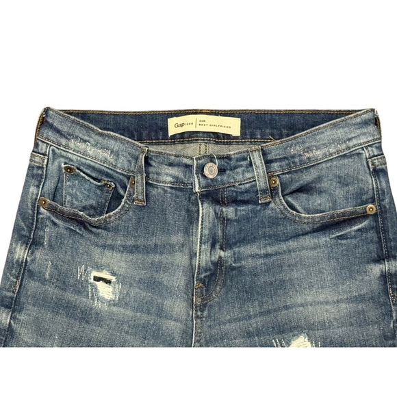 Gap Women’s Best Girlfriend Dark Wash Faded Distressed Denim Jeans Size 25R - Picture 3 of 8